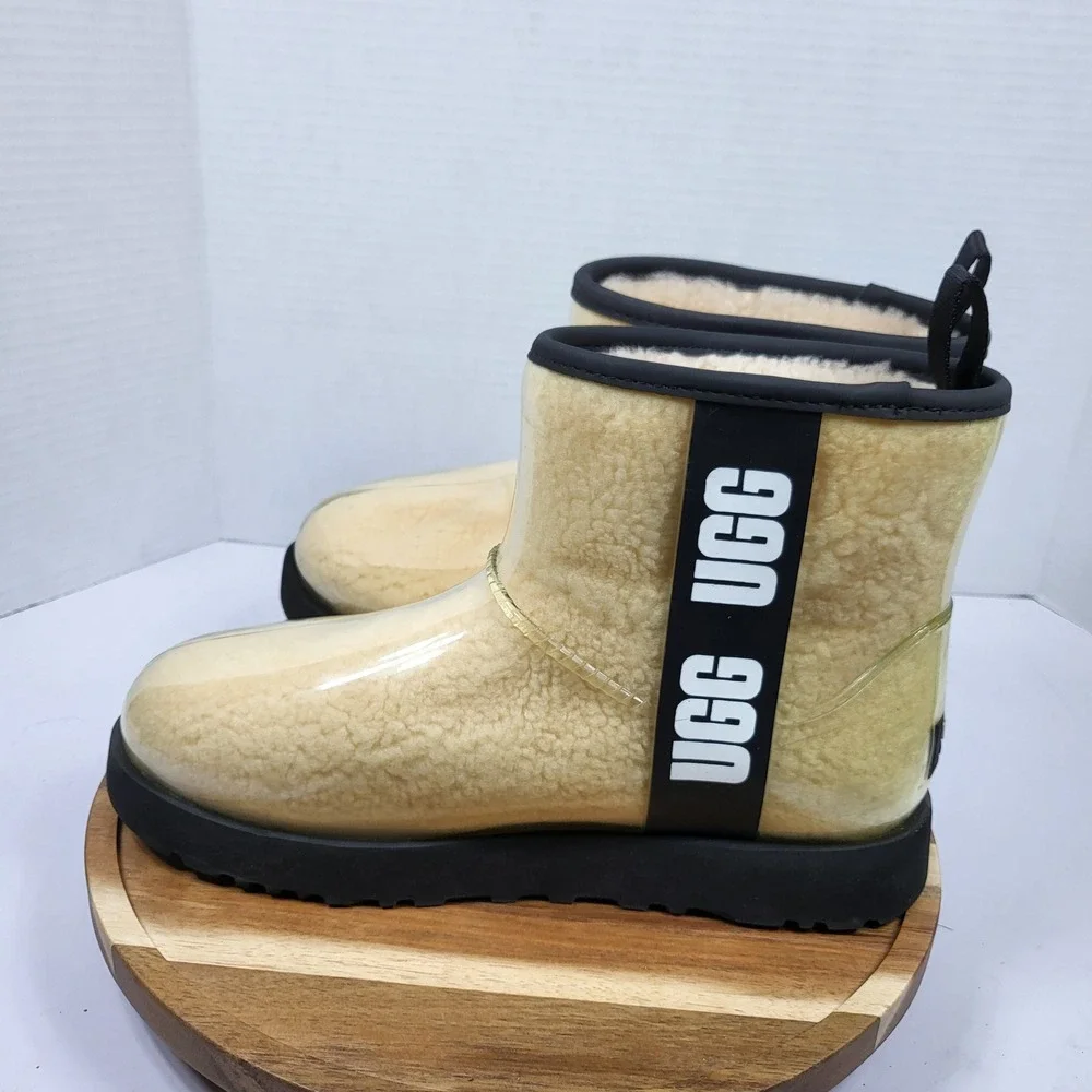 UGG Classic Clear Mini Boots Women 8 Natural Black Excellent Waterproof 1113190